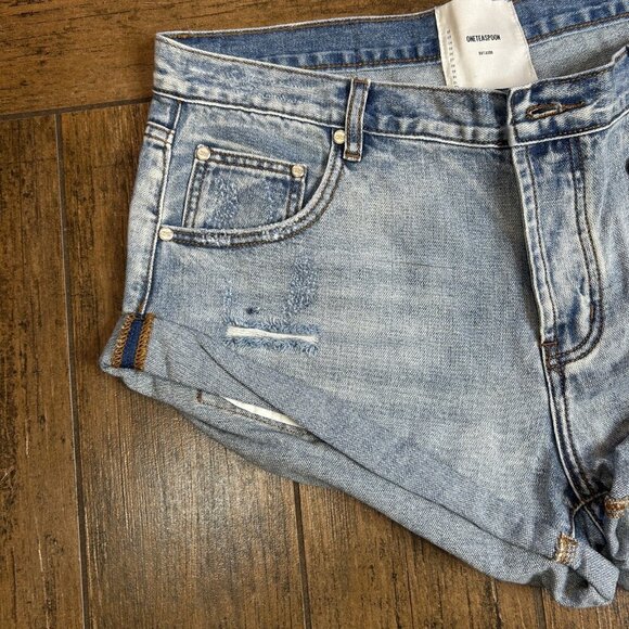 One Teaspoon Hendrixe Bandits Distressed Denim Shorts Size 32 NWT $110 - Picture 7 of 11